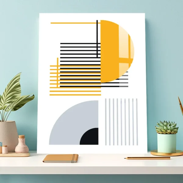 Intersecting Lines and Halves – Bauhaus Geometric Metal Poster