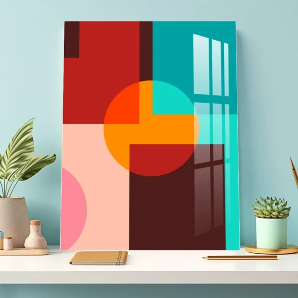 Vibrant Overlapping Shapes – Bauhaus Inspired Metal Poster