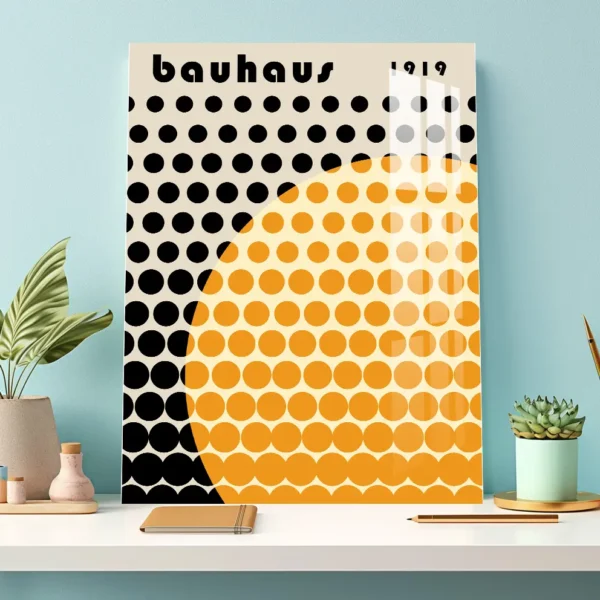 Bauhaus 1919 – Geometric Dot Pattern Metal Poster