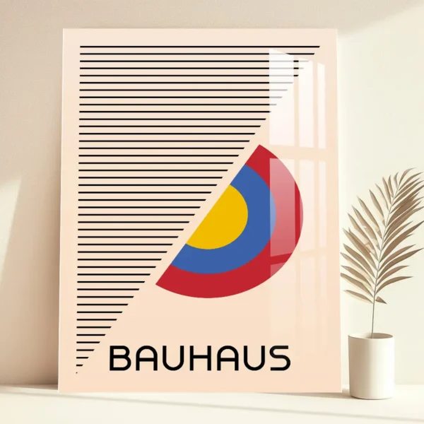 Converging Lines and Circles – Bauhaus Colorful Metal Poster