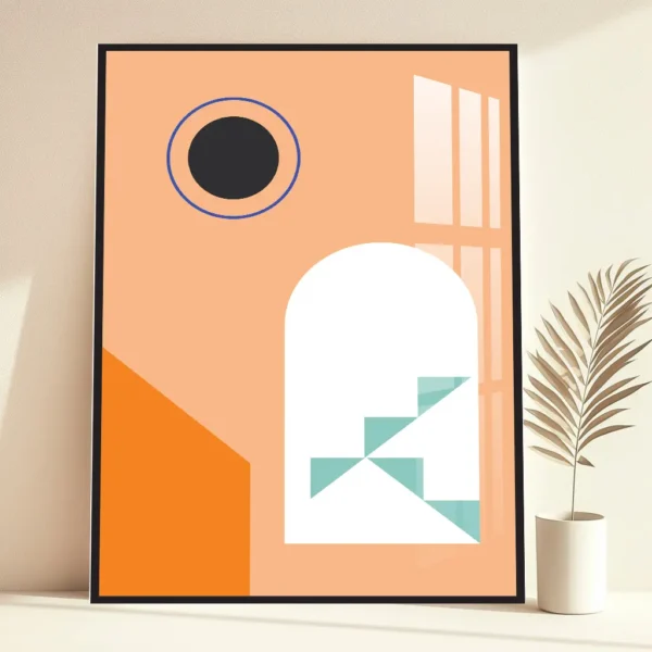 Abstract Stairway Arch – Bauhaus Minimalist Metal Poster