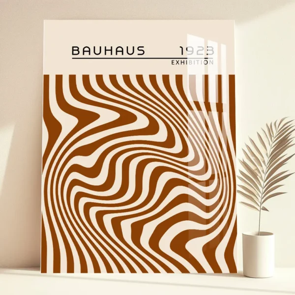 Bauhaus 1923 Brown Wave Design – Abstract Metal Poster