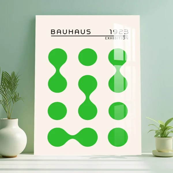 Bauhaus Green Geometric Poster – Modern 1923 Exhibition Art on Metal