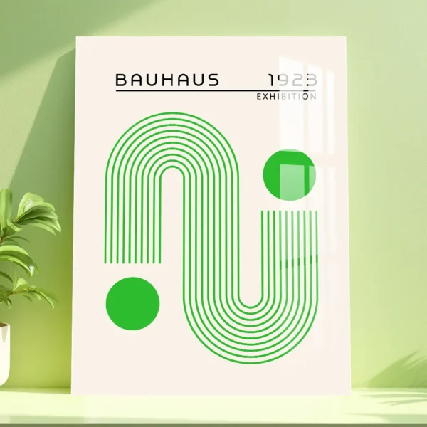 Bauhaus 1923 Green Arch Design – Modernist Metal Poster