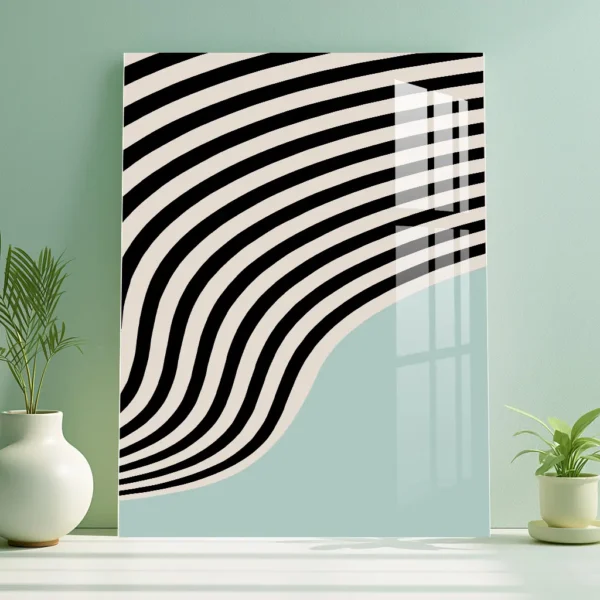 Abstract Bauhaus Wave Lines – Stylish Minimalist Metal Poster