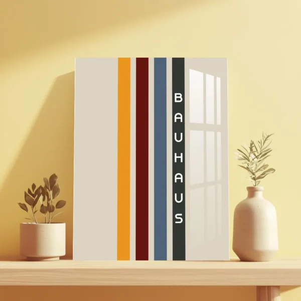 Vertical Bauhaus Stripes – Classic Retro Modern Metal Poster