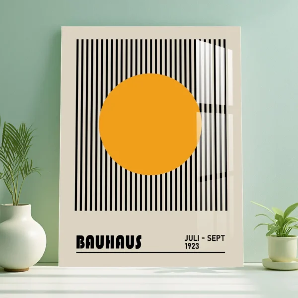 Bold Bauhaus Sun and Stripes – 1923 Exhibition Metal Poster