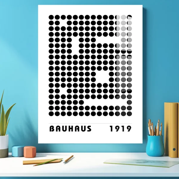 Bauhaus 1919 Dotted Grid Art – Iconic Geometric Metal Poster
