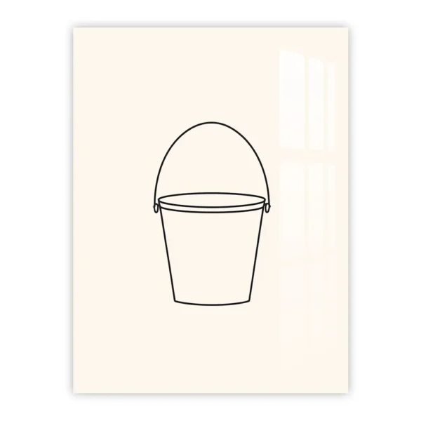 Minimalist Bucket Line Art – Modern Metal Poster for Kitchen and Dining Decor