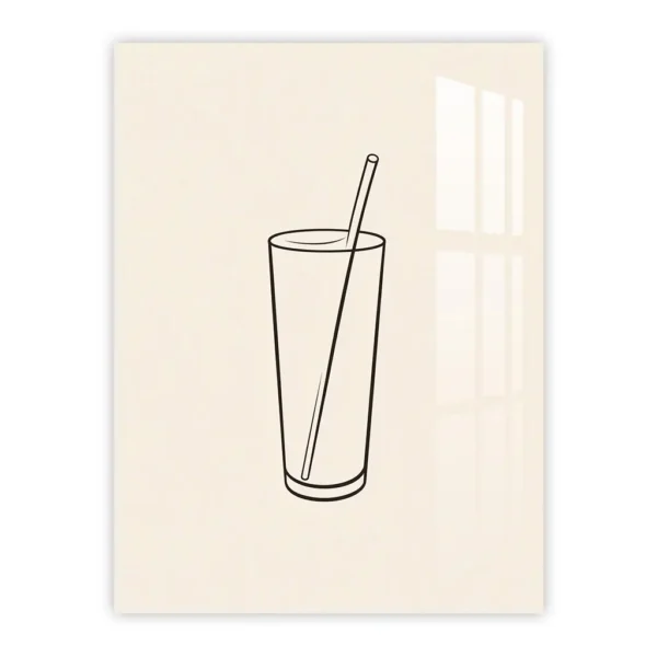 Minimalist Milkshake Line Art – Modern Kitchen Metal Poster