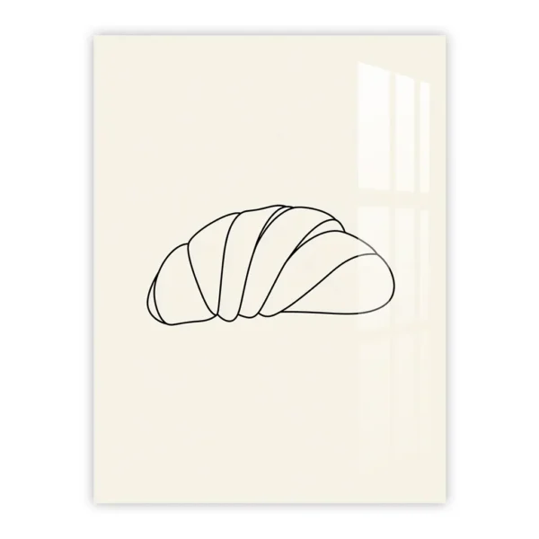 Minimalist Croissant Line Art – Elegant Kitchen Metal Poster