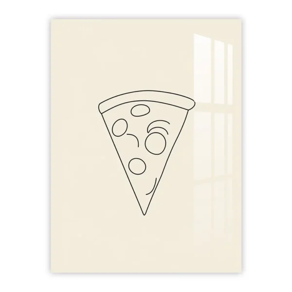 Minimalist Pizza Slice Line Art – Trendy Kitchen Metal Poster