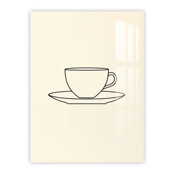 Minimalist Teacup Line Art – Elegant Kitchen Metal Poster