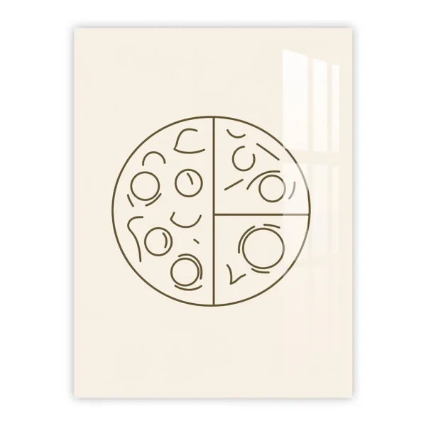Minimalist Whole Pizza Line Art – Modern Kitchen Metal Poster
