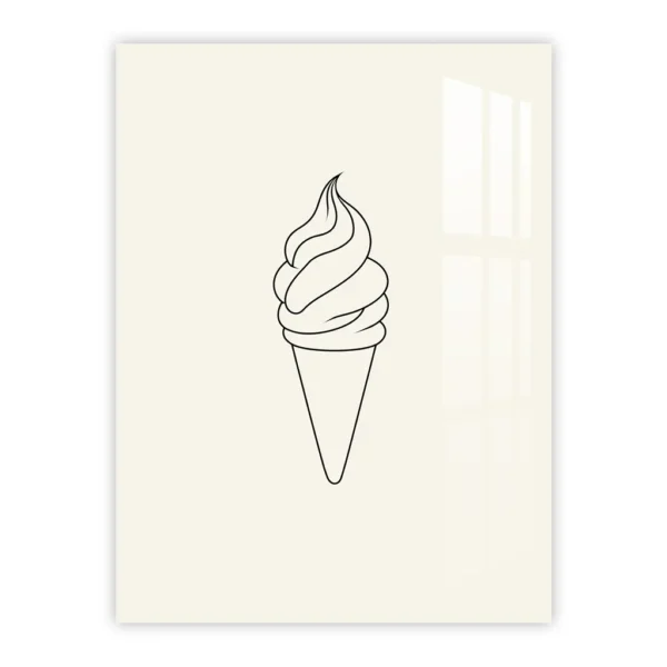 Minimalist Ice Cream Cone Line Art – Sweet and Simple Kitchen Metal Poster