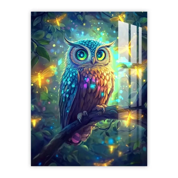 Magical Owl and Fireflies – Enchanting Kids’ Wall Art for Nursery or Playroom