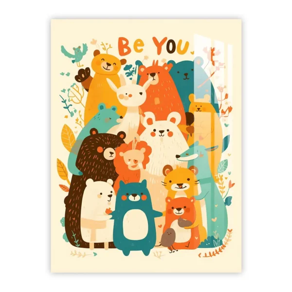 Be You Animal Friends – Uplifting Nursery Art Metal Poster