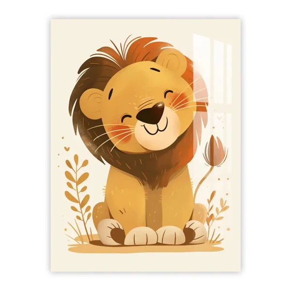 Happy Lion Friend – Cheerful Nursery Art Metal Poster