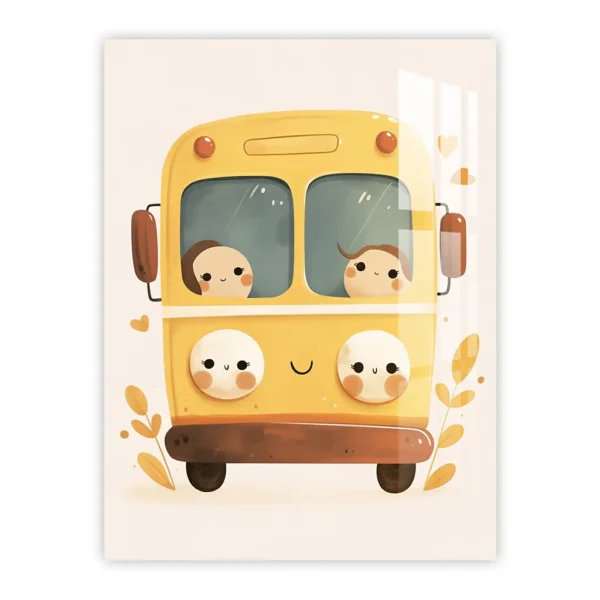 Happy School Bus Ride – Cute Nursery Art Metal Poster