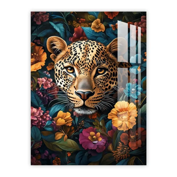 Majestic Leopard in a Floral Jungle – Vibrant Animal Art for Kids’ Rooms