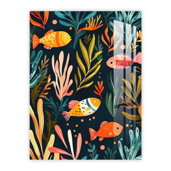 Underwater Coral and Fish Adventure – Vibrant Nursery Art Metal Poster