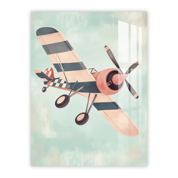 Vintage Biplane Nursery Art – Classic Aviation Poster for Kids’ Rooms