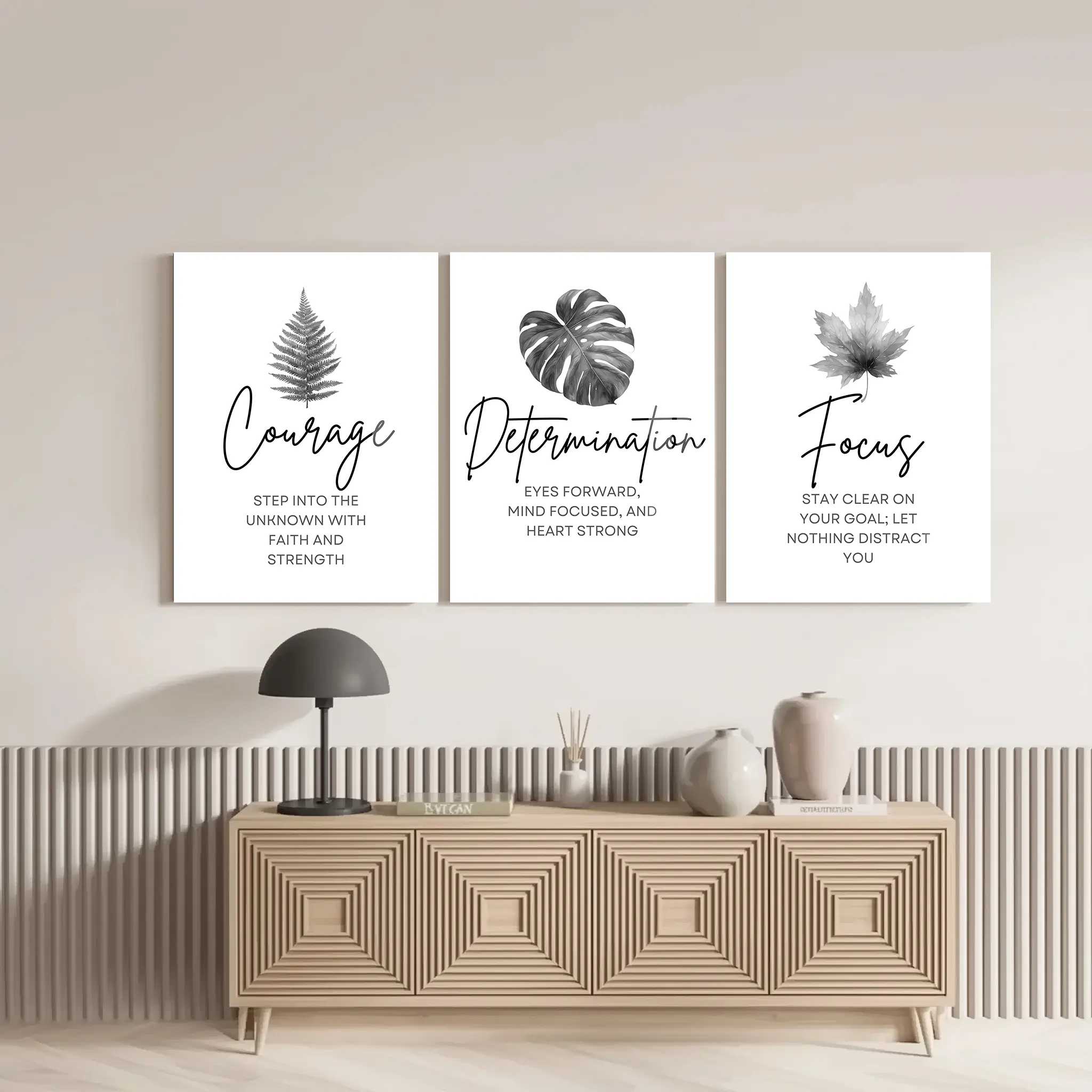 Motivational Trio – Courage, Determination, and Focus Metal Poster Set - Image 2